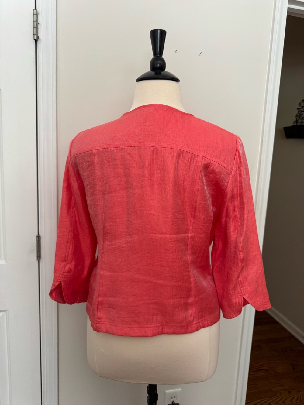 Ruby Rd. Coral-Red Round Neck Button Jacket - Picture 6 of 6